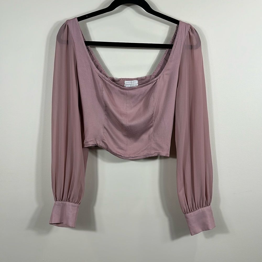 Urban Outfitters Dusty Rose Barbie Crop Long Sleeve Fairy Pink Top Women Size M